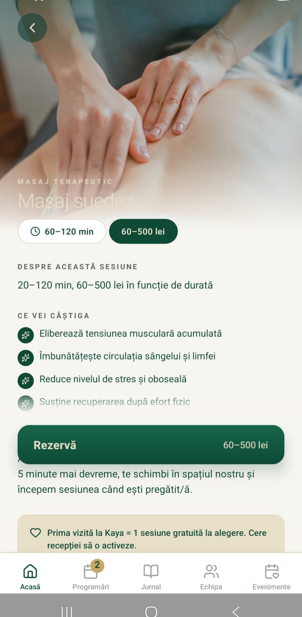 Aplicația Kaya — ecran 1